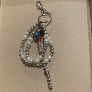New vintage Glass Beaded Keychain with Pearls